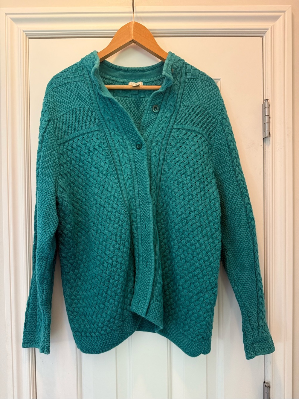 Teal Cable Knit Women’s Sweater - 100% Cotton